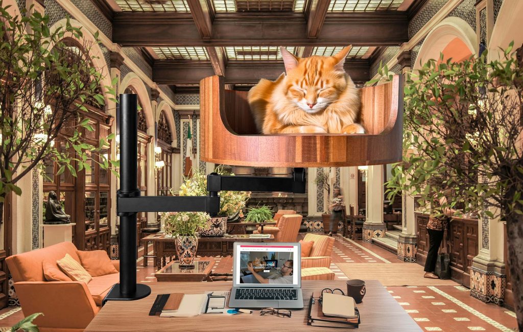desk cat bed attachment
